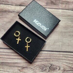 5/$15 Gold Cross Dangle Earrings